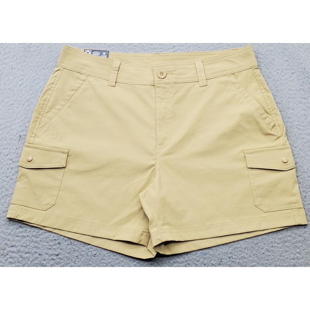 Eddie Bauer Cargo Shorts Women 12 Tan Stretch Performance Utility Hiking Outdoor